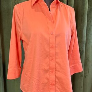Chico's Bright Coral Button-Down Blouse